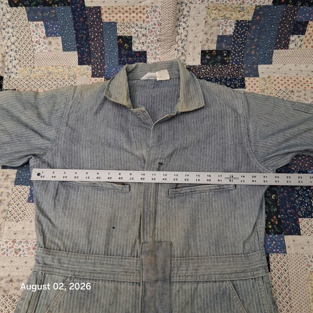 True Vintage Key Imperial Mens Herringbone Coveralls Size 40 Short Talon 60s